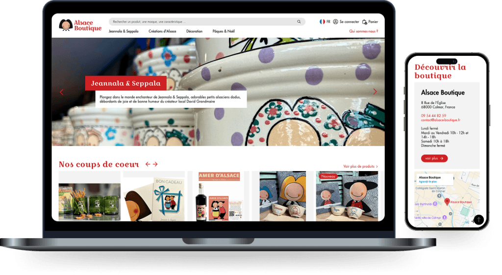 Ordinateur et téléphone contenant l'un des sites réalisés par l'AgenceMTJ