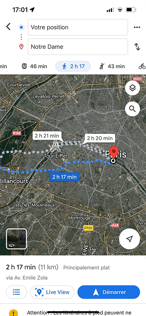 Plan qui indique un itinéraire pour présenter les fonctionnalités qui peuvent être ajoutées